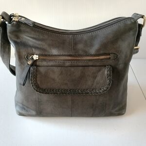 Great American Leather shoulder bag Pocketbook Purse Gray Office Travel Shopping